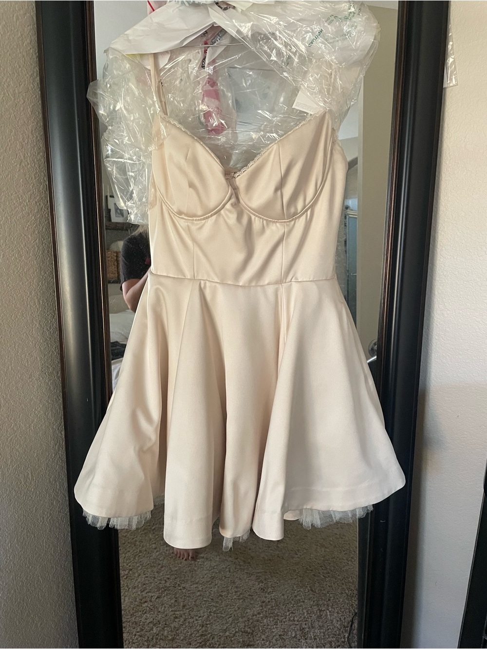 Women’s Cream Fit-and-Flare Dress with Spaghetti S